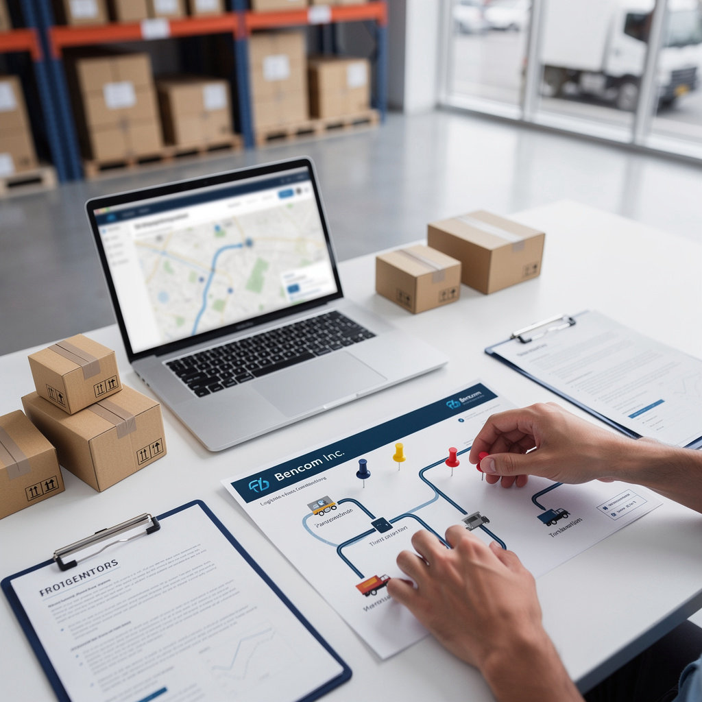 Bencom Inc modern warehouse and logistics facility showcasing optimized transportation, inventory management, and distribution excellence for supply chain solutions