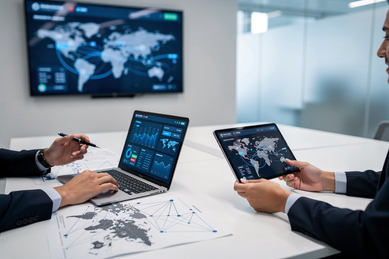 Bencom Inc supply chain professionals collaborating in modern office with 15+ years of supply chain excellence